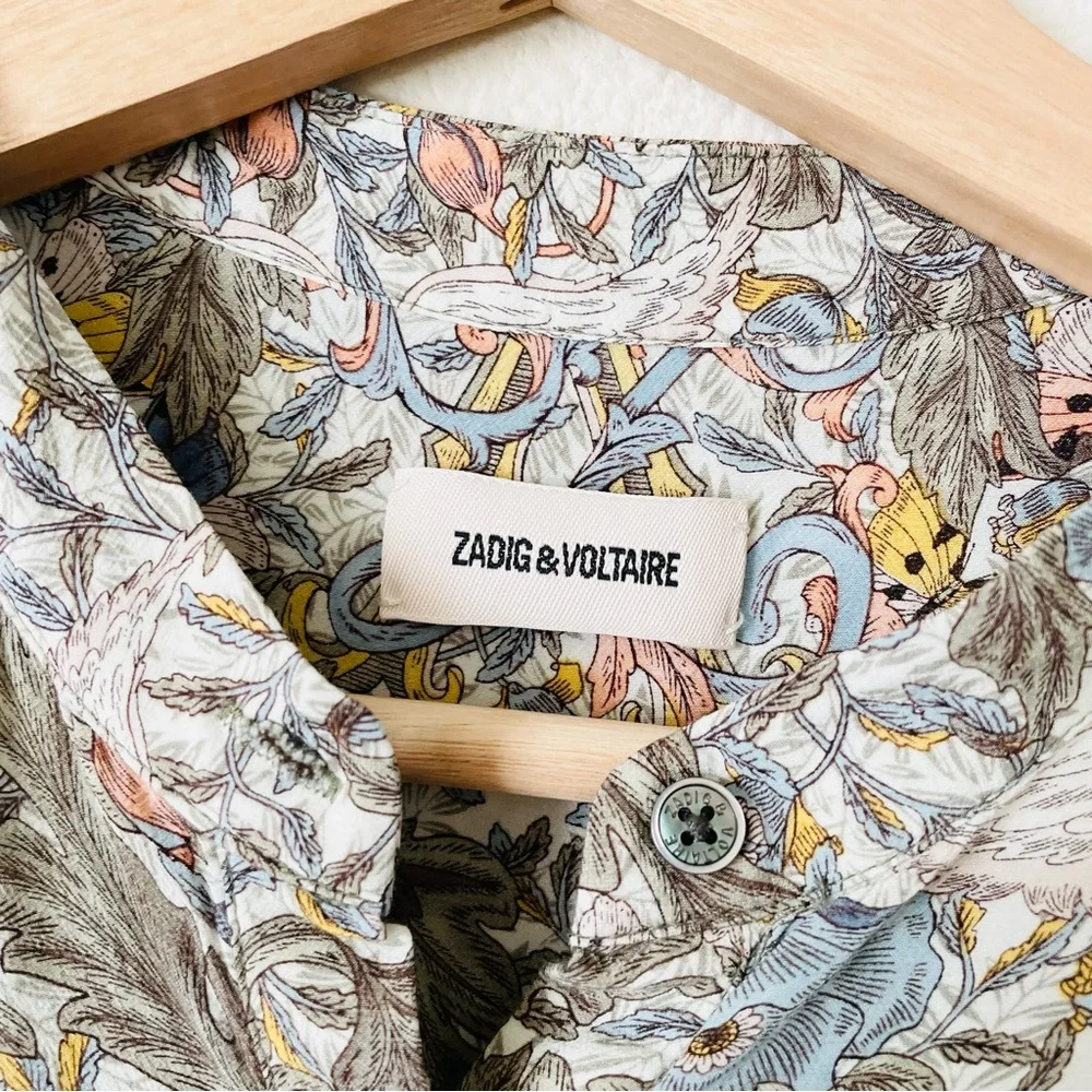 Zadig & Voltaire LARGE Rima short sleeve midi dress in floral butterfly print - Picture 4 of 9